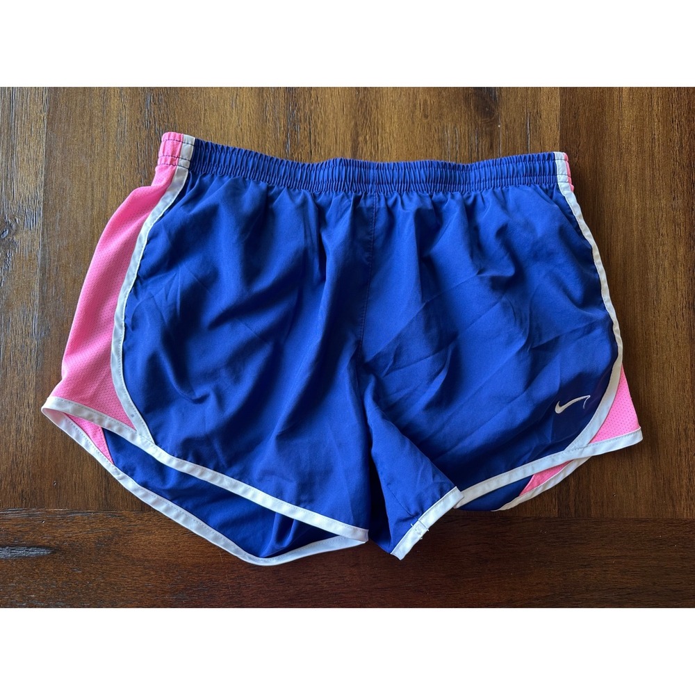 Nike Dri-FIT Kids Blue Pink Mesh Running Shorts Girls Large L Athletic Gym